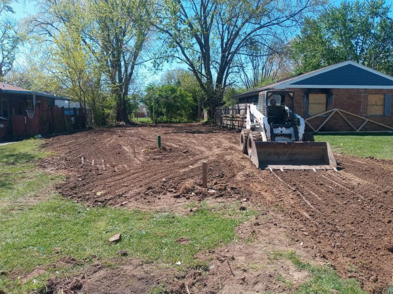 Graded lot with a skid steer